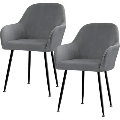 Lot de 2 housses de chaise extensibles gris avec accoudoirs — anti‑tache déhoussables maintien élastique Gris - Publicité Lot de 2 housses de chaise extensibles gris avec accoudoirs — anti‑tache déhoussables maintien élastique Gris - Publicité