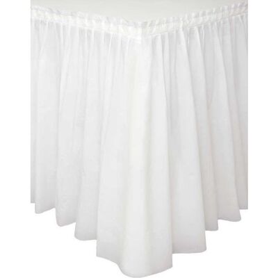 Unique Jupe de table en plastique blanc adhésive 73 x 426 cm Blanc - Publicité Unique Jupe de table en plastique blanc adhésive 73 x 426 cm Blanc - Publicité