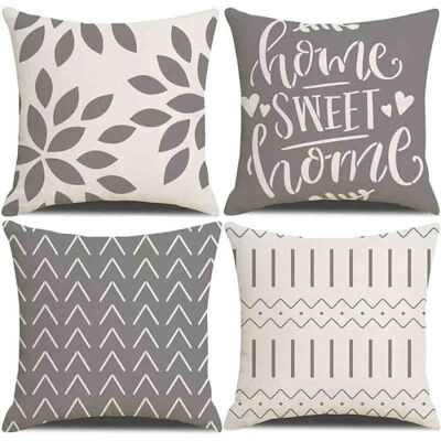 Housses de coussin - FOLAYA - 45 x 45 cm - Lot de 4 - Gris - Tissu naturel Gris - Publicité Housses de coussin - FOLAYA - 45 x 45 cm - Lot de 4 - Gris - Tissu naturel Gris - Publicité