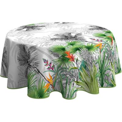 Nappe de table - LE LINGE DE JULES - Fleur de paradis - Anti-taches - Déperlant - Ovale 150 x 240 cm Vert - Publicité Nappe de table - LE LINGE DE JULES - Fleur de paradis - Anti-taches - Déperlant - Ovale 150 x 240 cm Vert - Publicité