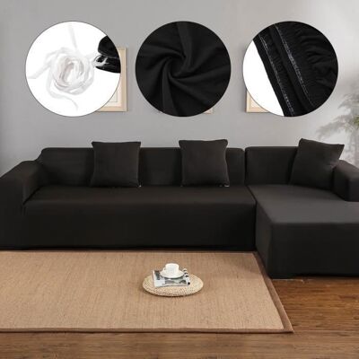NOBRAND Housse de protection pour canapé dangle 3 + 2 places en polyester pour meubles de maison doux de luxe – Noir Noir - Publicité NOBRAND Housse de protection pour canapé dangle 3 + 2 places en polyester pour meubles de maison doux de luxe – Noir Noir - Publicité