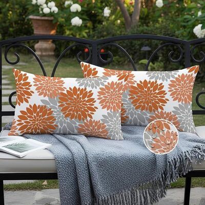 AUTREMENT 50 x 30 cm (Lot de 2) Lot de 2 Housses de Coussin extérieur Imperméables Motif Dahlias Orange Double Face 30 x 50cm Orange - Publicité AUTREMENT 50 x 30 cm (Lot de 2) Lot de 2 Housses de Coussin extérieur Imperméables Motif Dahlias Orange Double Face 30 x 50cm Orange - Publicité