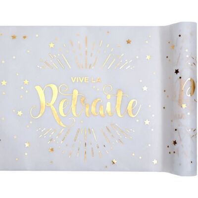 SANTEX Chemin de table Vive la retraite métallisé 30cm x 5m - Publicité SANTEX Chemin de table Vive la retraite métallisé 30cm x 5m - Publicité