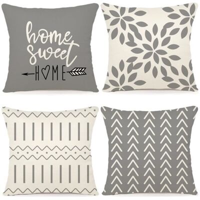 Lot de 4 housses de coussin décorativesgrau40 x 40 cm Gris - Publicité Lot de 4 housses de coussin décorativesgrau40 x 40 cm Gris - Publicité