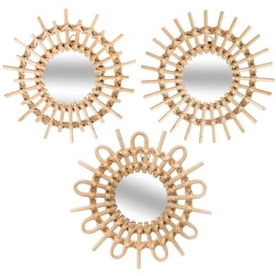 Lot de 3 miroirs Soleil en rotin Diamètre 28 cm Atmosphera - - Beige - Publicité Lot de 3 miroirs Soleil en rotin Diamètre 28 cm Atmosphera - - Beige - Publicité