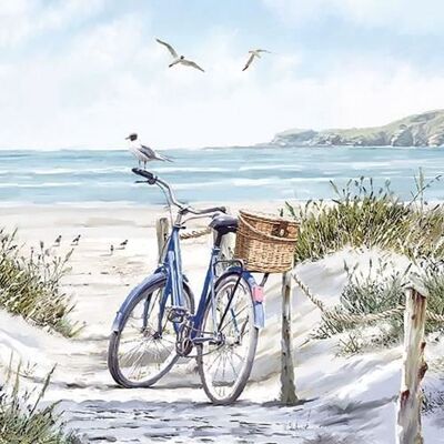 Serviettes de table - AMBIENTE - Paquet de 20 - 3 plis - 33x33cm - En papier de soie - Jetable - Motif vélo à la plage Bleu - Publicité Serviettes de table - AMBIENTE - Paquet de 20 - 3 plis - 33x33cm - En papier de soie - Jetable - Motif vélo à la plage Bleu - Publicité