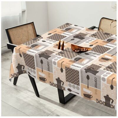 ANRO Nappe en toile cirée beige 140 x 200 cm rectangulaire imperméable lavable anti-taches Easy-Clean pour table cuisine salle à Beige - Publicité ANRO Nappe en toile cirée beige 140 x 200 cm rectangulaire imperméable lavable anti-taches Easy-Clean pour table cuisine salle à Beige - Publicité