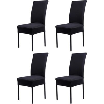 Housses de chaise - POPSPO - Lot de 4 - Noir - Spandex - Décoration facile Noir - Publicité Housses de chaise - POPSPO - Lot de 4 - Noir - Spandex - Décoration facile Noir - Publicité