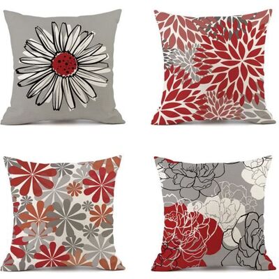 Lot de 4 housses de coussin motif fleurs printanières turquoise moderne rouge 45 x 45 cm Rouge - Publicité Lot de 4 housses de coussin motif fleurs printanières turquoise moderne rouge 45 x 45 cm Rouge - Publicité