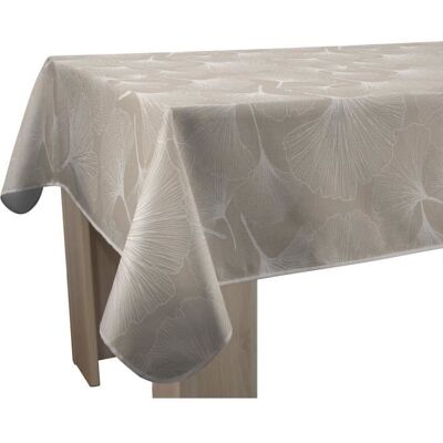 Nappe de table - LE LINGE DE JULES - Biloba ficelle - Anti-taches déperlante - 100% polyester - Rectangulaire 150 x 200 cm Beige - Publicité Nappe de table - LE LINGE DE JULES - Biloba ficelle - Anti-taches déperlante - 100% polyester - Rectangulaire 150 x 200 cm Beige - Publicité
