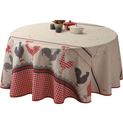 LE LINGE DE JULES Nappe Anti-taches Coq Rouge - Publicité LE LINGE DE JULES Nappe Anti-taches Coq Rouge - Publicité