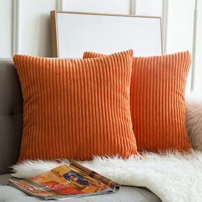 Housse de coussin - RNEMITERY - 45x45 cm - Velours côtelé - Orange rouille - Douceur luxueuse Orange - Publicité Housse de coussin - RNEMITERY - 45x45 cm - Velours côtelé - Orange rouille - Douceur luxueuse Orange - Publicité