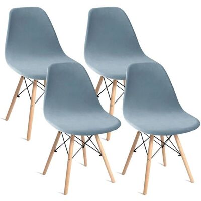 Lot de 4 Housses de Chaise Scandinave Élastique XJYDNCG Velours Élégant - Bleu Clair - Publicité Lot de 4 Housses de Chaise Scandinave Élastique XJYDNCG Velours Élégant - Bleu Clair - Publicité