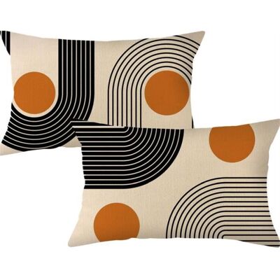 Lot 2 Housses de Coussin Rectangulaire Style Simple 30 cm x 50 cm en Lin Motif Géométrique Abstrait - Publicité Lot 2 Housses de Coussin Rectangulaire Style Simple 30 cm x 50 cm en Lin Motif Géométrique Abstrait - Publicité