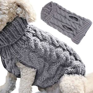 HONO Pull en laine tricoté pour chien manteau chaud et doux adapté pour les petits moyens et grands animaux de compagnie Gris - Publicité HONO Pull en laine tricoté pour chien manteau chaud et doux adapté pour les petits moyens et grands animaux de compagnie Gris - Publicité