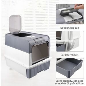 HUOLE Litière Pliable pour Chat - Super Grand Espace - Bac Extensible - Pelle à litière incluse - Design moderne Gris - Publicité HUOLE Litière Pliable pour Chat - Super Grand Espace - Bac Extensible - Pelle à litière incluse - Design moderne Gris - Publicité