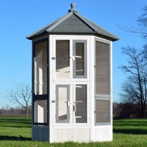 Volière Cage à oiseaux en bois de haute qualité 100 x 180 x 100 cm –Modèle ‘’Luise 309’’ Gris - Publicité Volière Cage à oiseaux en bois de haute qualité 100 x 180 x 100 cm –Modèle ‘’Luise 309’’ Gris - Publicité