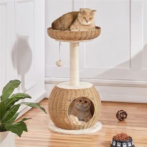 Arbre à Chat en Rotin YAHEETECH - Design Moderne avec Cachette et Griffoir en Sisal - 75 cm Beige - Publicité Arbre à Chat en Rotin YAHEETECH - Design Moderne avec Cachette et Griffoir en Sisal - 75 cm Beige - Publicité