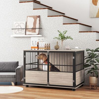 Generic Cage pour chien intérieur table dappoint 100 x 60 x 68 cm niche 3 portes verrouillables aspect bois noir Noir - Publicité Generic Cage pour chien intérieur table dappoint 100 x 60 x 68 cm niche 3 portes verrouillables aspect bois noir Noir - Publicité