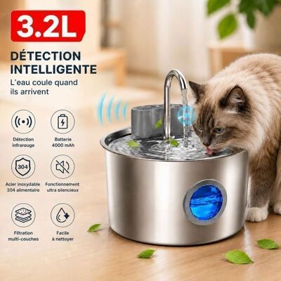 Generic Fontaine à Eau pour Chat INOX 32 L — Détection Infrarouge — 3 Modes — Batterie 4000 mAh Ultra Silencieuse Filtre Multicouche Blanc - Publicité Generic Fontaine à Eau pour Chat INOX 32 L — Détection Infrarouge — 3 Modes — Batterie 4000 mAh Ultra Silencieuse Filtre Multicouche Blanc - Publicité