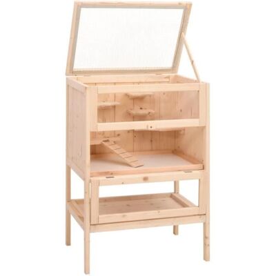 Cage à hamster vidaXL - Cage pour petits animaux - Bois d'épicéa massif - 55x40x80 cm - Publicité Cage à hamster vidaXL - Cage pour petits animaux - Bois d'épicéa massif - 55x40x80 cm - Publicité