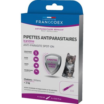 Francodex Pipettes antiparasitaires chaton Icaridine - 0,6 ml, 4 pcs - Publicité Francodex Pipettes antiparasitaires chaton Icaridine - 0,6 ml, 4 pcs - Publicité