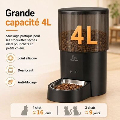Generic Distributeur Croquettes Chat Automatique 4L Programmable Distributeur Croquette Réservoir Hermétique Pour Chats et Petits Chiens Noir - Publicité Generic Distributeur Croquettes Chat Automatique 4L Programmable Distributeur Croquette Réservoir Hermétique Pour Chats et Petits Chiens Noir - Publicité