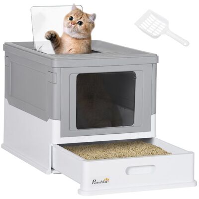 PawHut - Bac à litière pour chat - PP - 47.5x35.5x36.7cm - Gris Gris - Publicité PawHut - Bac à litière pour chat - PP - 47.5x35.5x36.7cm - Gris Gris - Publicité