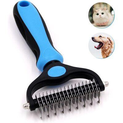 Brosse sous-poil démêlante - AUCUNEARY - Double face - Acier inoxydable - Antidérapante - Pour chiens et chats Bleu - Publicité Brosse sous-poil démêlante - AUCUNEARY - Double face - Acier inoxydable - Antidérapante - Pour chiens et chats Bleu - Publicité