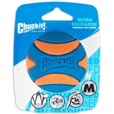 CHUCK IT CHUCKIT! Ultra squeaker Balle avec sifflet M en caoutchouc Ø 6 5cm - Pour chien Orange - Publicité CHUCK IT CHUCKIT! Ultra squeaker Balle avec sifflet M en caoutchouc Ø 6 5cm - Pour chien Orange - Publicité