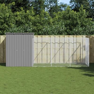 Niche et enclos pour chien vidaXL - Acier galvanisé, gris clair, 165x455x181 cm - Publicité Niche et enclos pour chien vidaXL - Acier galvanisé, gris clair, 165x455x181 cm - Publicité