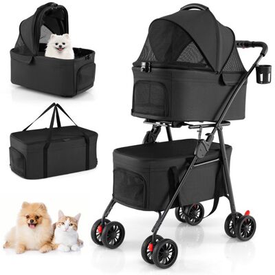 COSTWAY Poussette Double pour Animaux 16KG avec 2 Transporteurs Amovibles Design Pliable 4 Roues Tout-Terrain VerrouillablesNoir Noir - Publicité COSTWAY Poussette Double pour Animaux 16KG avec 2 Transporteurs Amovibles Design Pliable 4 Roues Tout-Terrain VerrouillablesNoir Noir - Publicité