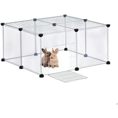 Relaxdays Cage pour petits animaux de compagnie 37 x 75 x 75 cm enclos avec une porte et une protection blanche Blanc - Publicité Relaxdays Cage pour petits animaux de compagnie 37 x 75 x 75 cm enclos avec une porte et une protection blanche Blanc - Publicité