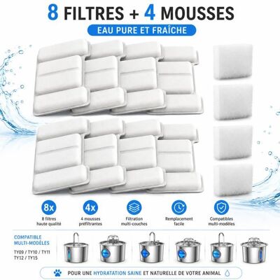 Generic Filtre Fontaine à Eau Chat 32 L Lot 8 Filtres + 4 Mousses Préfiltrantes Charbon Actif Accessoires Fontaine Chat Blanc - Publicité Generic Filtre Fontaine à Eau Chat 32 L Lot 8 Filtres + 4 Mousses Préfiltrantes Charbon Actif Accessoires Fontaine Chat Blanc - Publicité