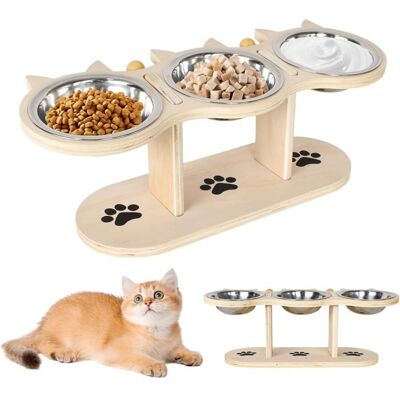 CROSHACK Gamelle pour chat - Gamelles pour chat et chien - Gamelle surélevée pour chat - Lot de 3 gamelles en acier inoxydable pour chats et Beige - Publicité CROSHACK Gamelle pour chat - Gamelles pour chat et chien - Gamelle surélevée pour chat - Lot de 3 gamelles en acier inoxydable pour chats et Beige - Publicité