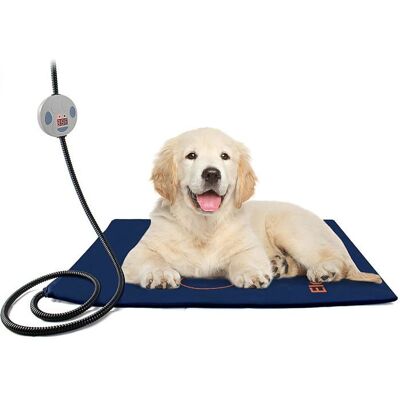 Tapis chauffant électrique pour chien 7 niveaux de température lavable 60 x 45 cm avec cordon anti-morsure. Bleu - Publicité Tapis chauffant électrique pour chien 7 niveaux de température lavable 60 x 45 cm avec cordon anti-morsure. Bleu - Publicité