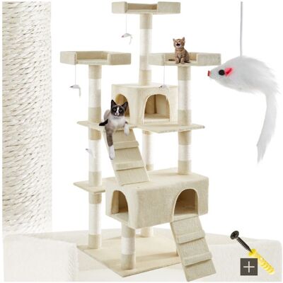 Arbre à chat - TECTAKE - Arbre à chat BARNEY avec griffoir 2 cabanes et 4 souris 70 x 54 x 170 cm - Beige Beige - Publicité Arbre à chat - TECTAKE - Arbre à chat BARNEY avec griffoir 2 cabanes et 4 souris 70 x 54 x 170 cm - Beige Beige - Publicité