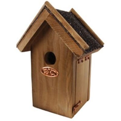 Nichoir à oiseaux Tyrol modèle S - Roitelet - Toit fixe bitumé noir et charnières en cuivre Marron - Publicité Nichoir à oiseaux Tyrol modèle S - Roitelet - Toit fixe bitumé noir et charnières en cuivre Marron - Publicité
