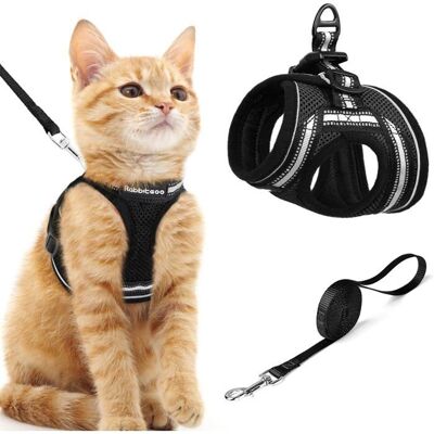 Rabbitgoo Harnais Chat Harnais pour chaton/petit chien Harnais Respirant et Bande Réfléchissante réglables -Taille M -Noir Noir - Publicité Rabbitgoo Harnais Chat Harnais pour chaton/petit chien Harnais Respirant et Bande Réfléchissante réglables -Taille M -Noir Noir - Publicité