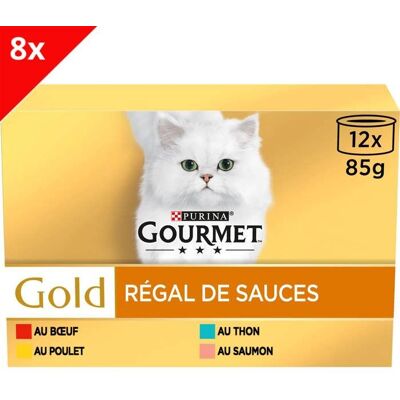 GOURMET GOLD - Régal de Sauces -12x85g - Boîtes pour chat adulte (Lot de 8) - Publicité GOURMET GOLD - Régal de Sauces -12x85g - Boîtes pour chat adulte (Lot de 8) - Publicité