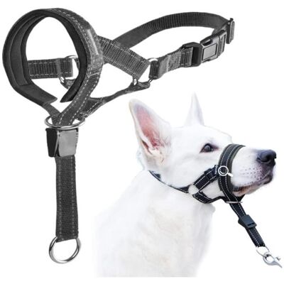Licol ChienHarnais Anti-Traction Réglable Muselière Chien avec Muserolle RembourréeHarnais de tête pour Que Les Chiens arrêtent Noir - Publicité Licol ChienHarnais Anti-Traction Réglable Muselière Chien avec Muserolle RembourréeHarnais de tête pour Que Les Chiens arrêtent Noir - Publicité