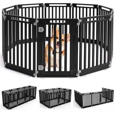 Barrière de Sécurité pour Chiens Chats COSTWAY Escalier/Porte 10 Panneaux en HDPE Intérieur/Extérieur Porte Verrouillable Noir Blanc - Publicité Barrière de Sécurité pour Chiens Chats COSTWAY Escalier/Porte 10 Panneaux en HDPE Intérieur/Extérieur Porte Verrouillable Noir Blanc - Publicité