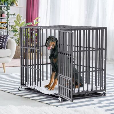 BINGOPAW Caisse de Transport Cage pour Grand Chien Intérieur Chien Grande Taille 95x81x57cm Noir - Publicité BINGOPAW Caisse de Transport Cage pour Grand Chien Intérieur Chien Grande Taille 95x81x57cm Noir - Publicité