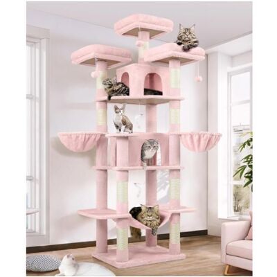Arbre à Chat Grand Rose Arbres a Chats XXL Hauteur 204 cm avec 3 Perchoirs Rembourrés 2 Niches 2 Paniers HamacTour Chat(Rose) Rose - Publicité Arbre à Chat Grand Rose Arbres a Chats XXL Hauteur 204 cm avec 3 Perchoirs Rembourrés 2 Niches 2 Paniers HamacTour Chat(Rose) Rose - Publicité