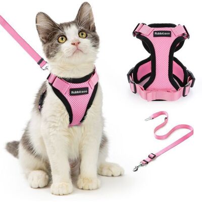 Rabbitgoo Harnais Chat Harnais Petit Chien Colliers Rose S Réglable Respirant avec Laisse à double usage pour voiture Rose - Publicité Rabbitgoo Harnais Chat Harnais Petit Chien Colliers Rose S Réglable Respirant avec Laisse à double usage pour voiture Rose - Publicité