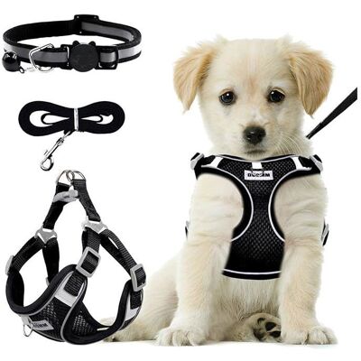 SANYU Harnais Chien avec Laisse Anti-Traction Respirant et Réfléchissant Taille Réglable Sécurité Extérieure M Noir - Publicité SANYU Harnais Chien avec Laisse Anti-Traction Respirant et Réfléchissant Taille Réglable Sécurité Extérieure M Noir - Publicité