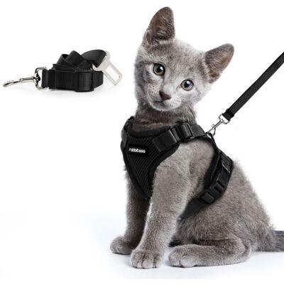 Rabbitgoo Harnais Chat Harnais pour Chat Laisse Harnais Chat Noir XS Réglable Respirant avec Laisse à double usage pour voiture Noir - Publicité Rabbitgoo Harnais Chat Harnais pour Chat Laisse Harnais Chat Noir XS Réglable Respirant avec Laisse à double usage pour voiture Noir - Publicité