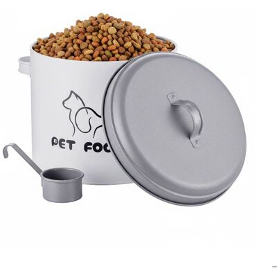 Boîte à croquettes Relaxdays 5 l – 22×26×18 cm couvercle et pelle acier galvanisé boîte de rangement blanche - Publicité Boîte à croquettes Relaxdays 5 l – 22×26×18 cm couvercle et pelle acier galvanisé boîte de rangement blanche - Publicité