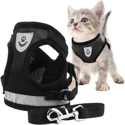 WEEWA Harnais pour chat réglable avec laisse réfléchissante – Confortable et léger – Ajustement sécurisé – Pour chats de 3 à 45 kg Noir - Publicité WEEWA Harnais pour chat réglable avec laisse réfléchissante – Confortable et léger – Ajustement sécurisé – Pour chats de 3 à 45 kg Noir - Publicité