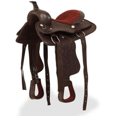 vidaXL - Western saddle headstall & breast collar - 13in - cuir véritable marron - Ensemble de selle - Publicité vidaXL - Western saddle headstall & breast collar - 13in - cuir véritable marron - Ensemble de selle - Publicité